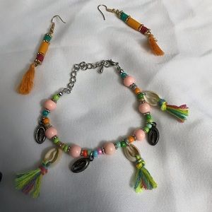 Wayan Natural Wear Bracelet &Earrings Set tassels